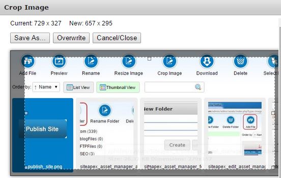 Siteapex Asset Manager Image Cropping