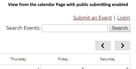 Calendar Front end Public Submit Event