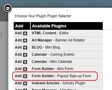 Template Choose Form Popout Plugin