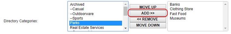 Directory Categories Selection