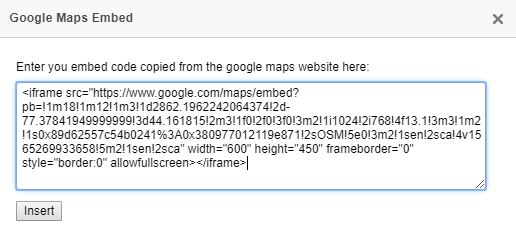 SiteApex Editor Google Maps Embed