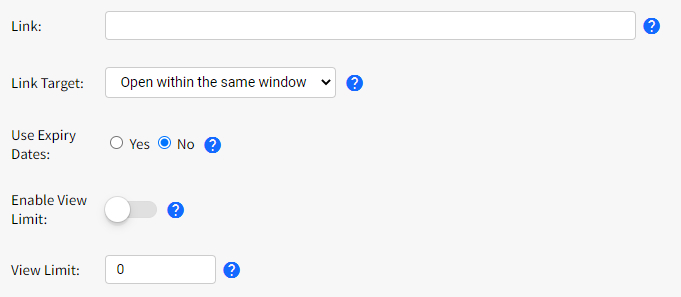 SiteApex Ad Settings Link Expiry Dates and View Limit