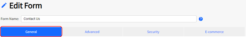 SiteApex Form Builder General Tab