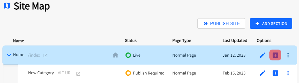 SiteApex Site Map Add Category