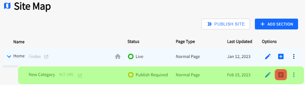 SiteApex Site Map Add Page