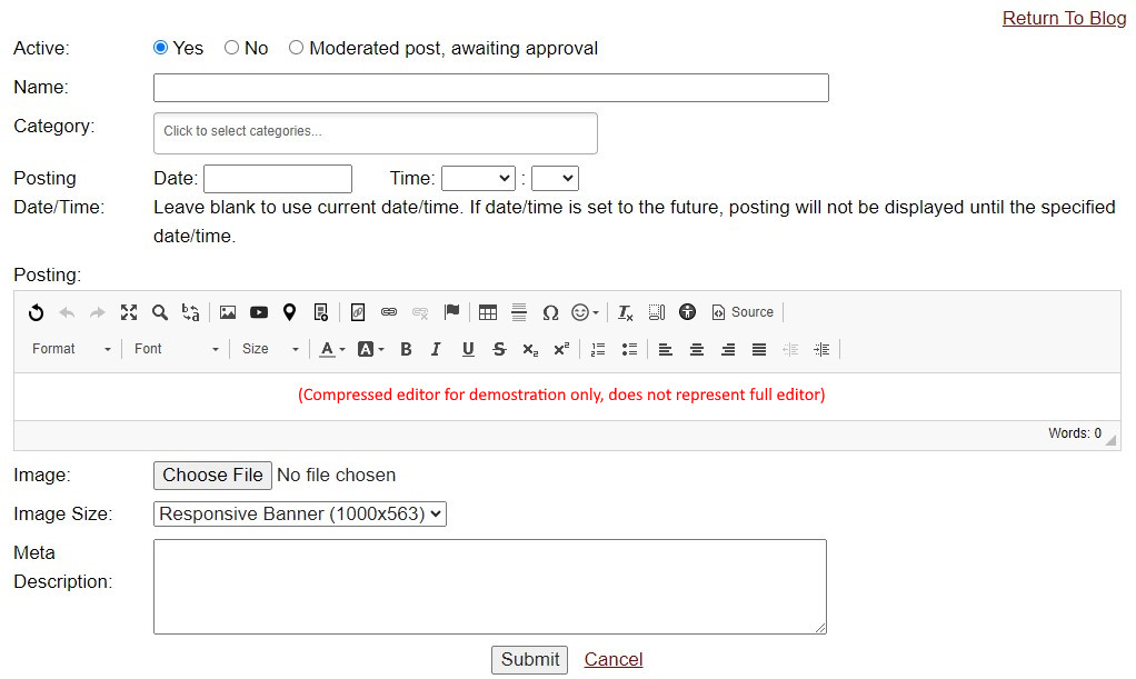 Add Post Edit Screen