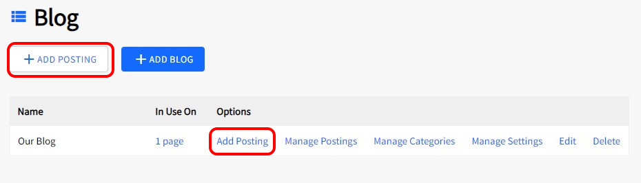 Blog Admin Add Posting