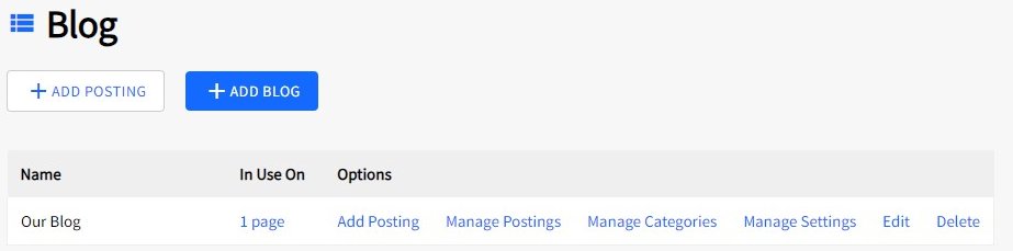 Blog Administration Options