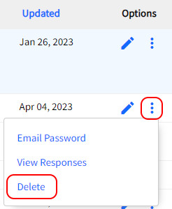 User Options Menu - Delete User