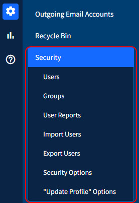 SiteApex 10 Security Menu